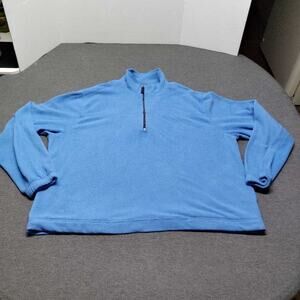 Saddlebred Fleece Pullover Sweater Top Blue 1/4 Zip Long Sleeve Size XL